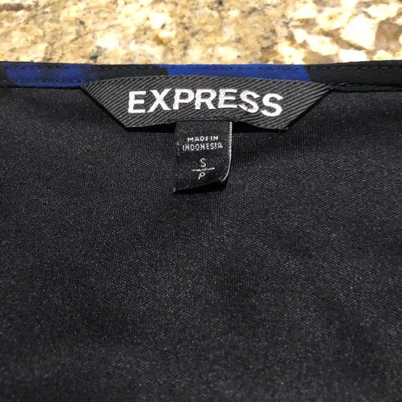 Express black chiffon romper with blue feathers - Picture 2 of 2